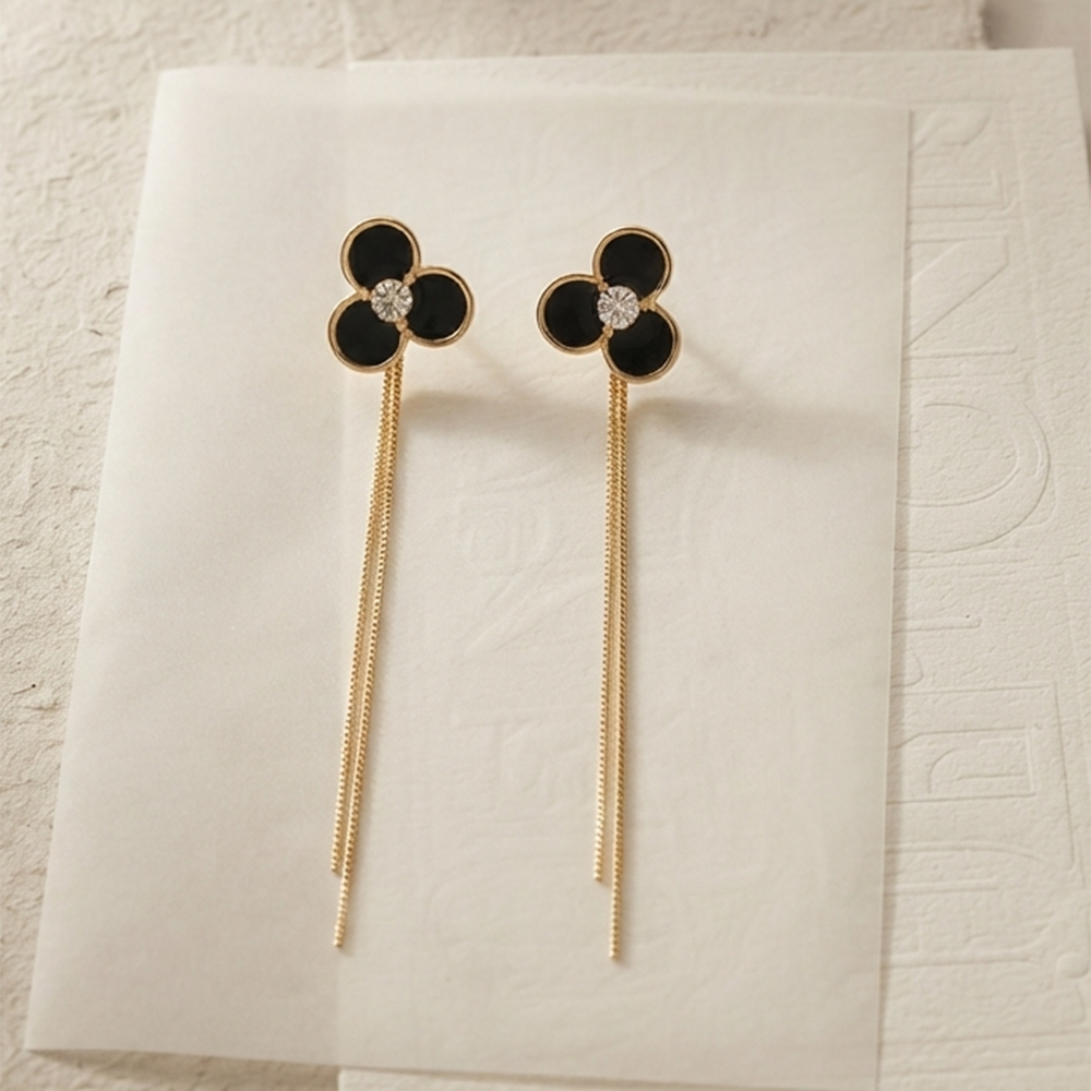 Urthn Trendy Long Tassel Earrings with Floral Motif for Women Stylish Party & Festive Wear Jewellery(Pack Of 3)