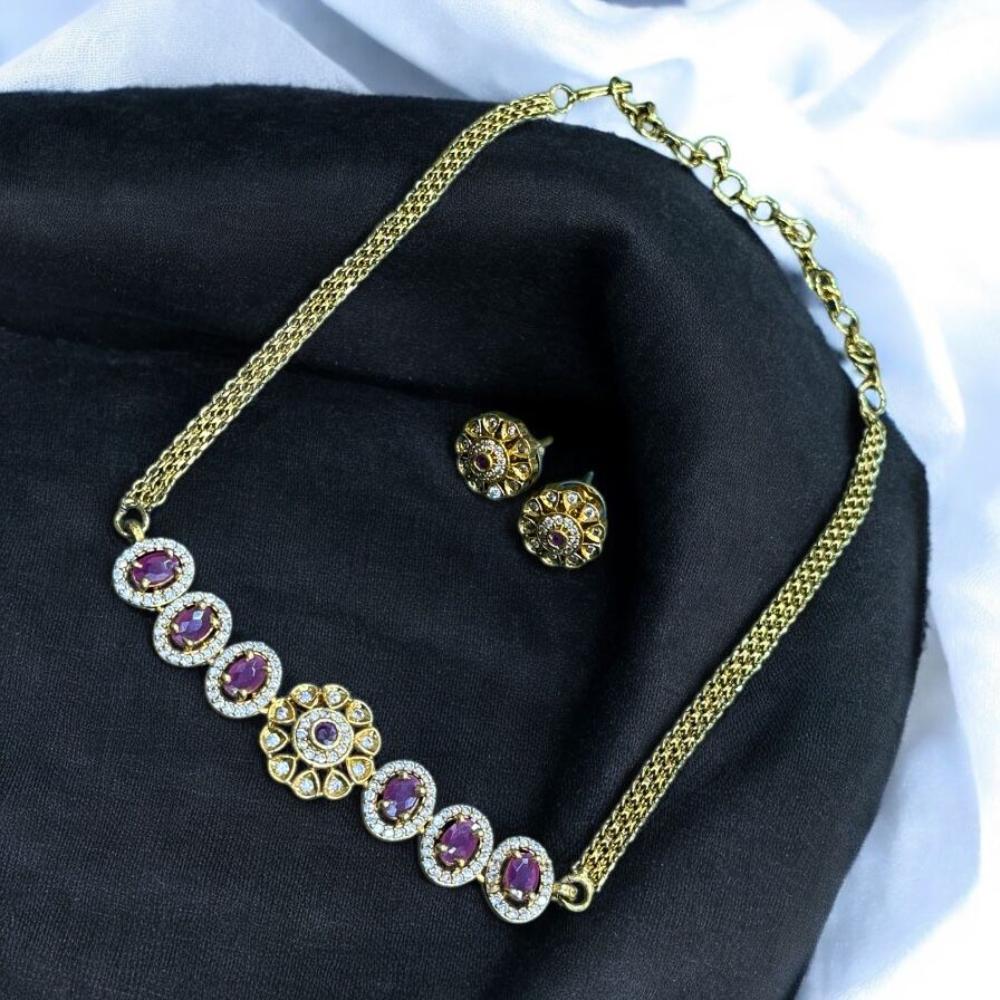 Sona Covering Charming Gold Plated Austrian Stone Necklace Set ( Kids Necklace Set)