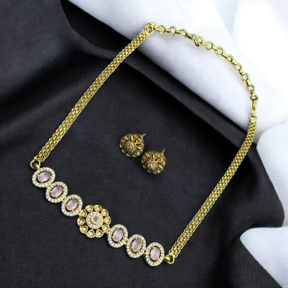 Sona Covering Charming Gold Plated Austrian Stone Necklace Set ( Kids Necklace Set)