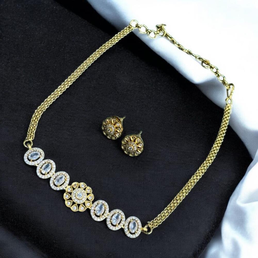 Sona Covering Charming Gold Plated Austrian Stone Necklace Set ( Kids Necklace Set)