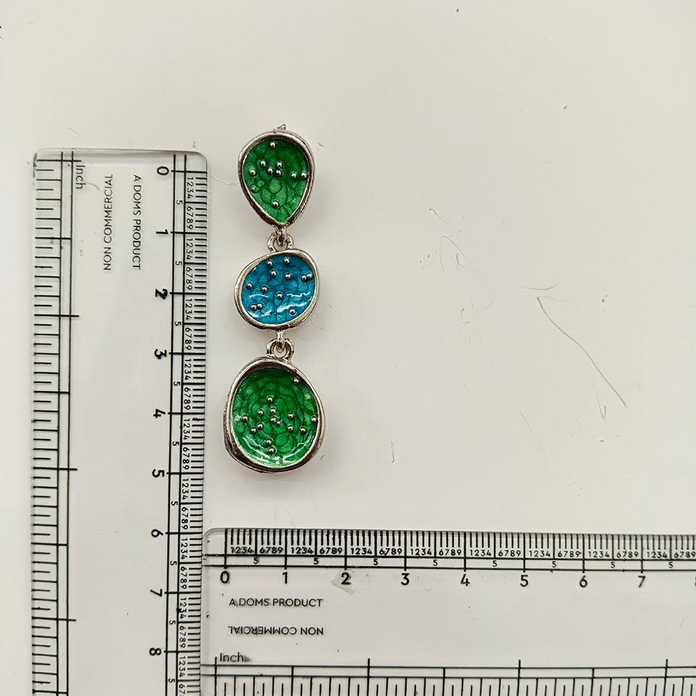 Urthn Beautiful Silver Plated Rasin Stone Long Dangler Earrings for Women Trendy Ethnic Jewellery(Pack Of 3)