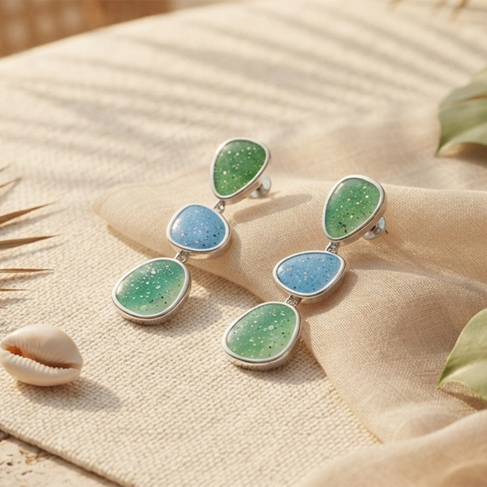 Urthn Beautiful Silver Plated Rasin Stone Long Dangler Earrings for Women Trendy Ethnic Jewellery