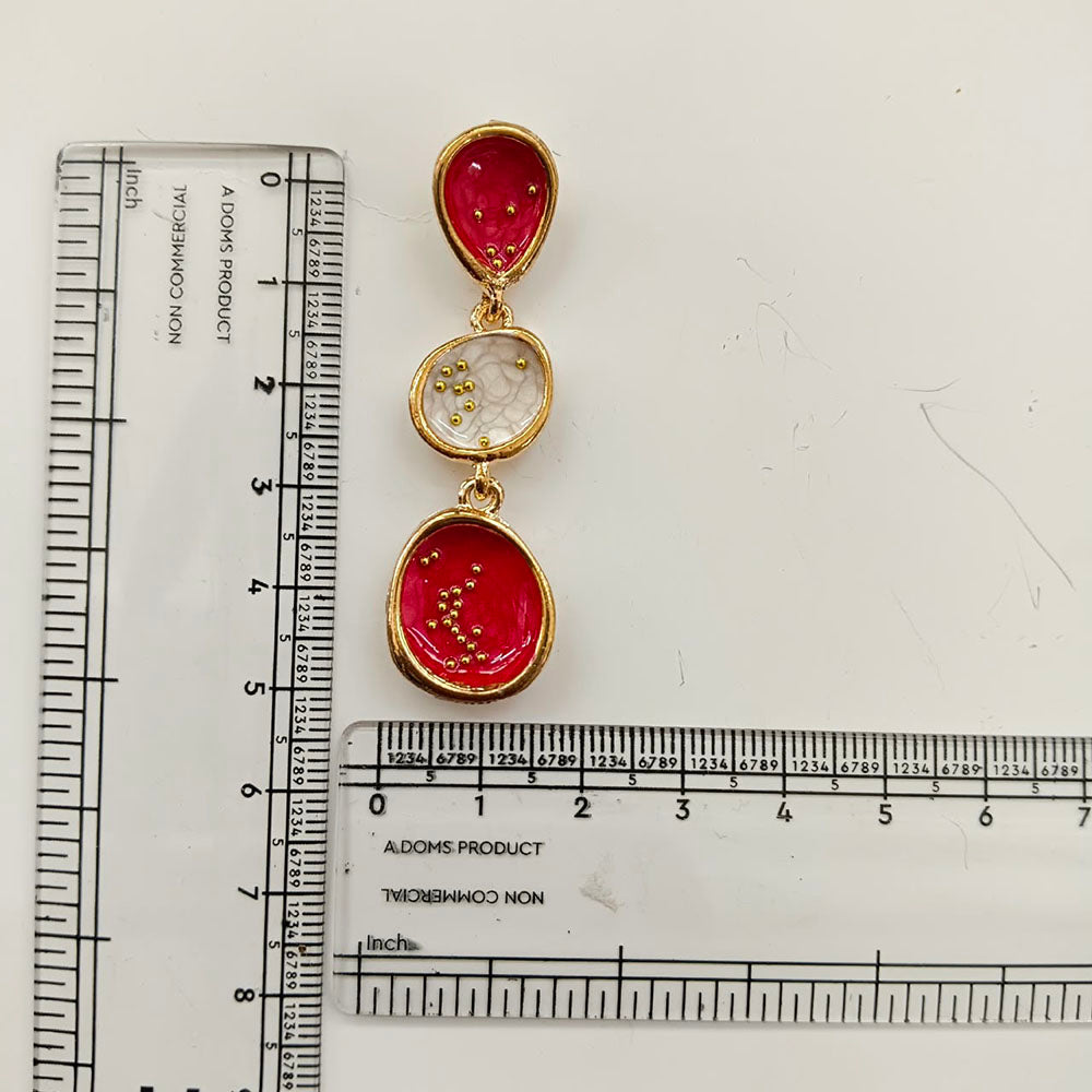 Urthn Beautiful Gold Plated Rasin Stone Long Dangler Earrings for Women Trendy Ethnic Jewellery(Pack Of 3)