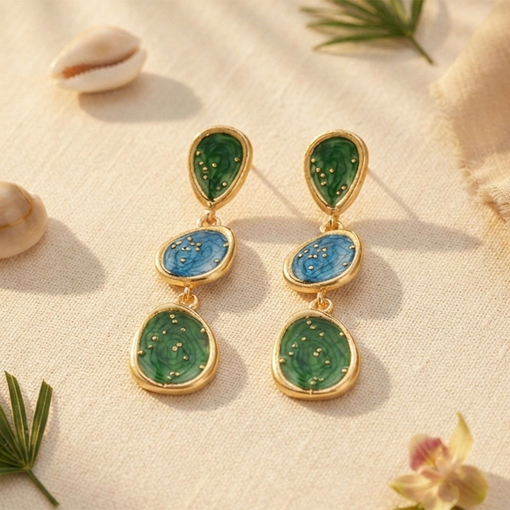 Urthn Beautiful Gold Plated Rasin Stone Long Dangler Earrings for Women Trendy Ethnic Jewellery