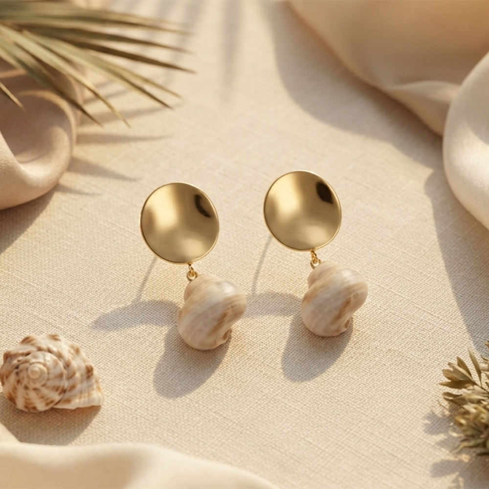 Urthn Gorgeous Shell Drop Dangler Earrings for Women Stylish Beach & Festive Fashion Jewellery(Pack Of 3)