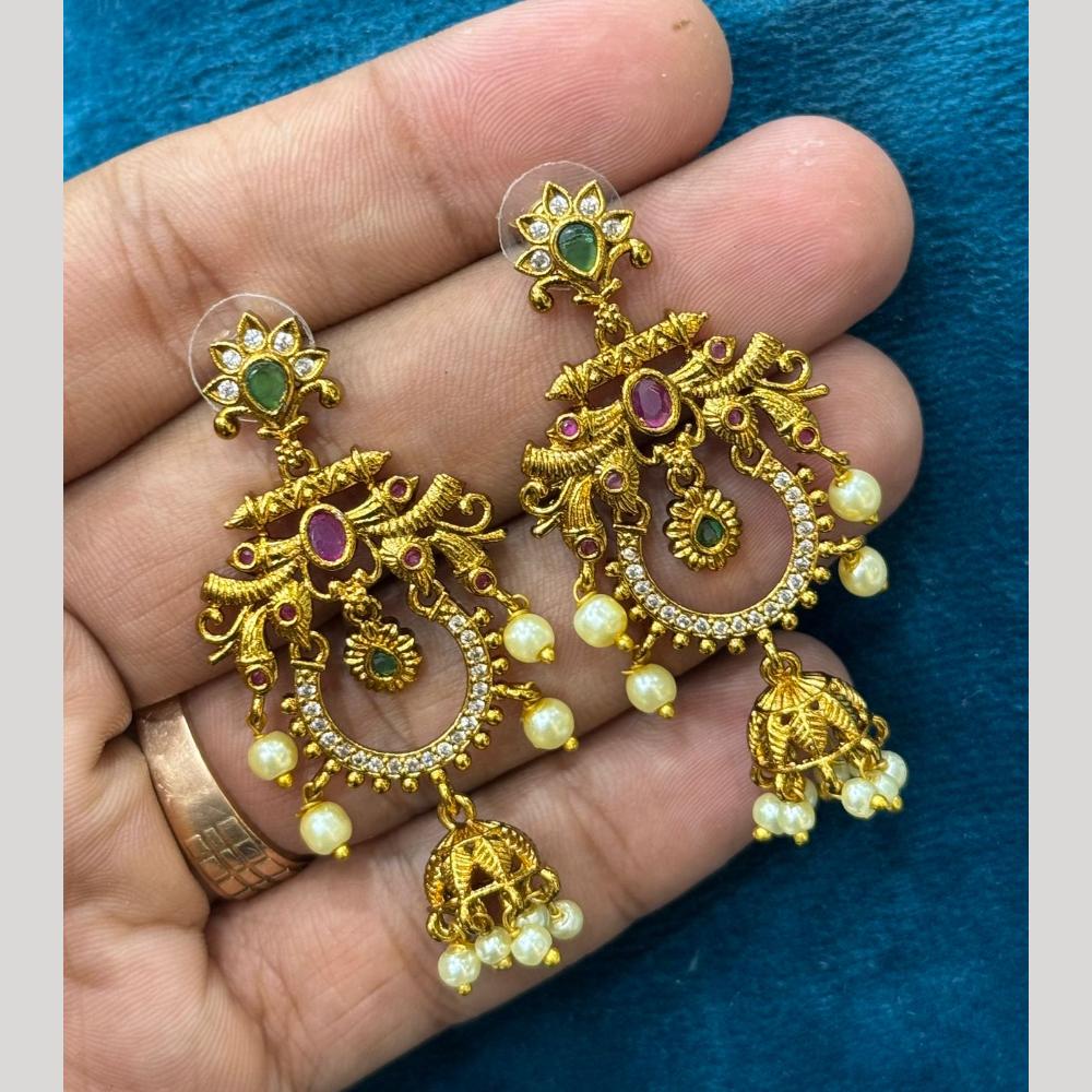 Sona Covering Gold Plated Pota And Austrian Stone Jhumki Earrings