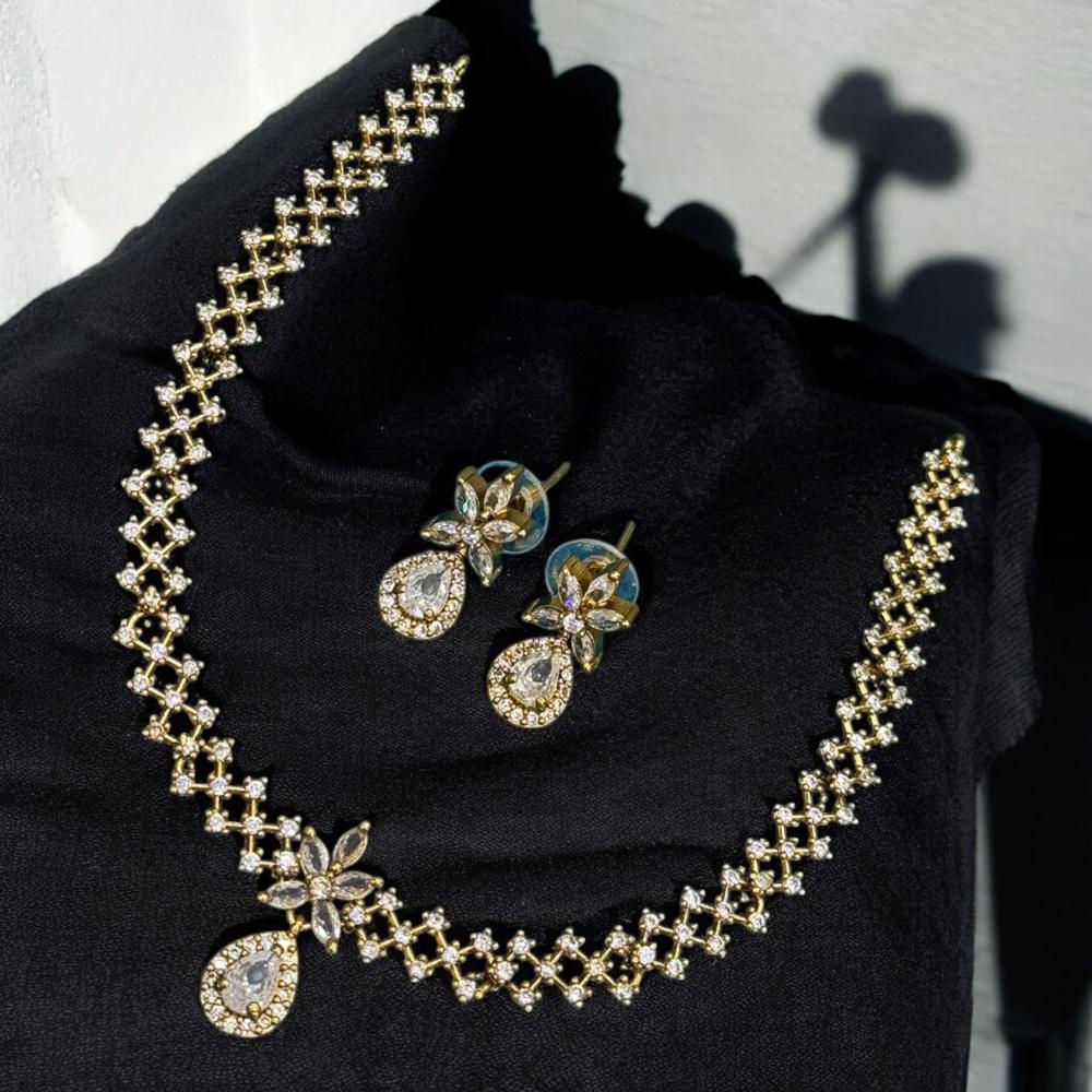 Sona Covering Gold Plated American Daimonds Necklace Set
