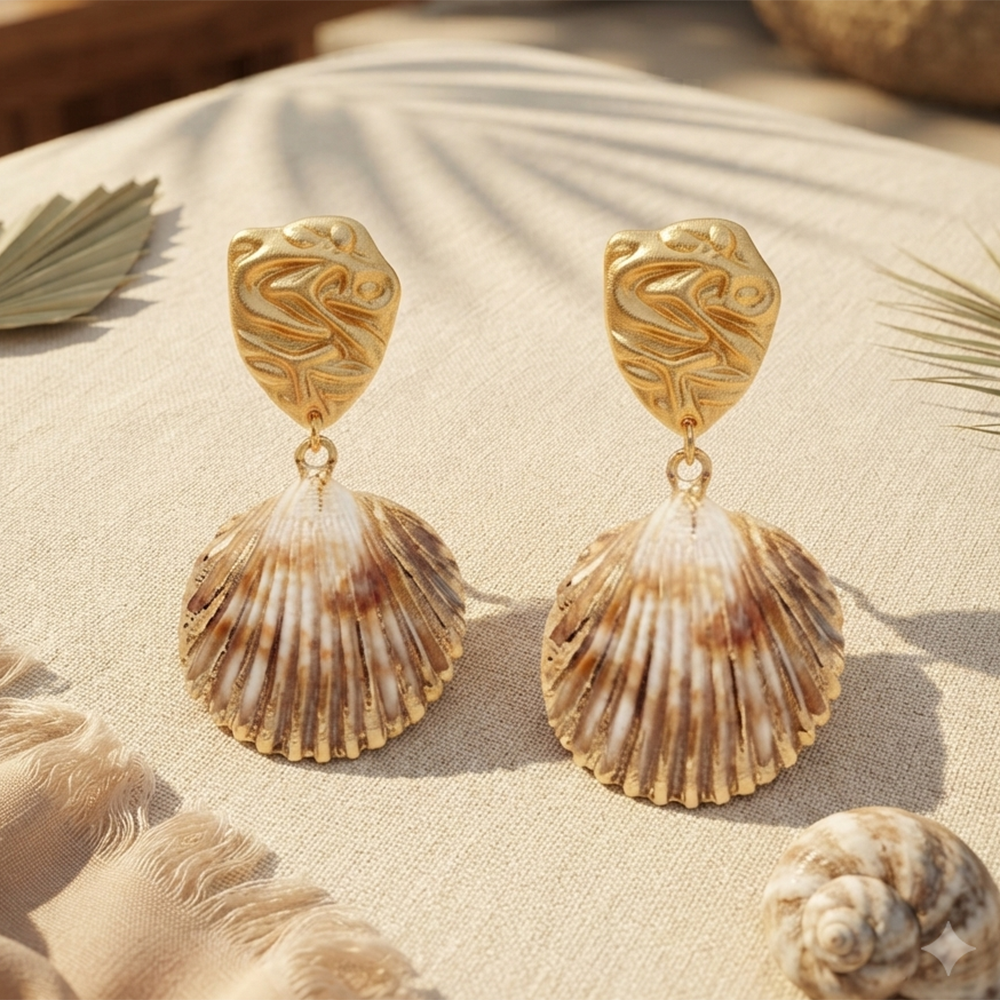 Urthn Gorgeous Shell Drop Dangler Earrings for Women Stylish Beach & Festive Fashion Jewellery