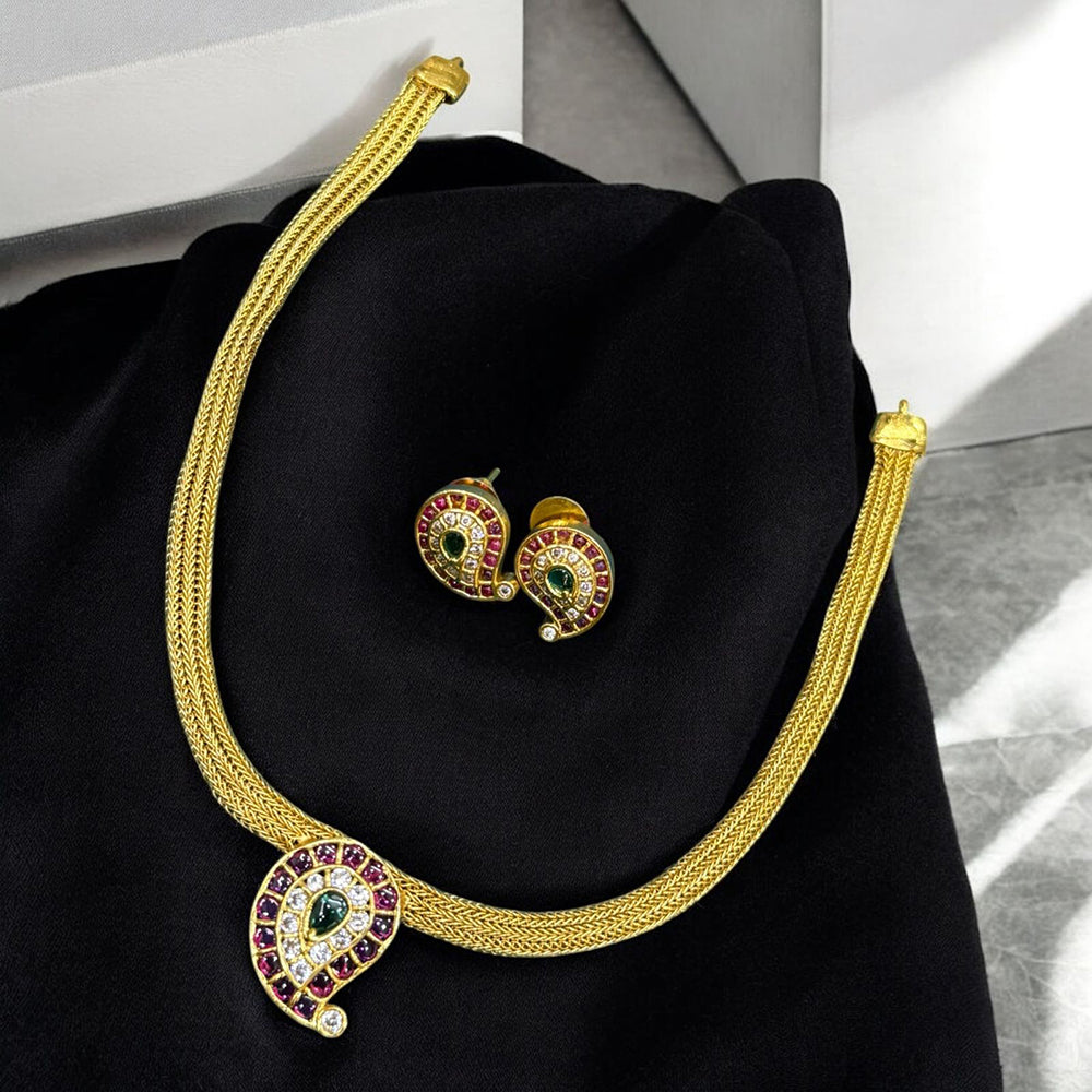 Sona Covering Gold Plated Austrian Stone Necklace Set