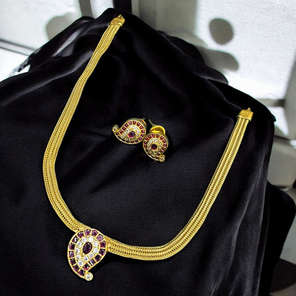 Sona Covering Gold Plated Austrian Stone Necklace Set