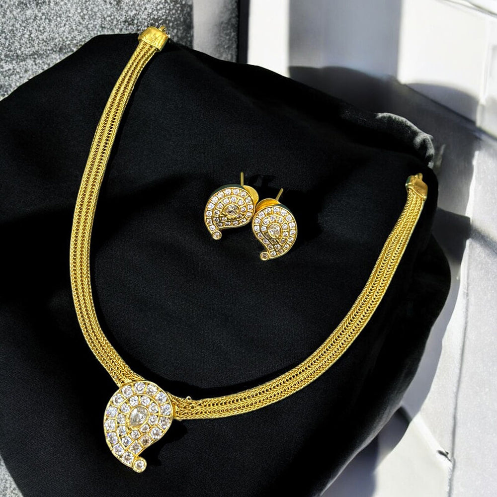 Sona Covering Gold Plated Austrian Stone Necklace Set
