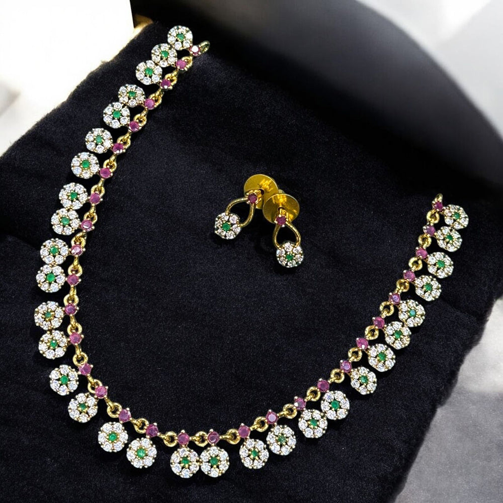 Sona Covering Gold Plated Austrian Stone Necklace Set