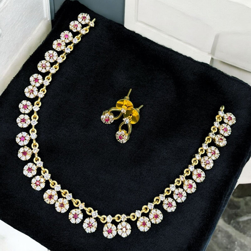 Sona Covering Gold Plated Austrian Stone Necklace Set