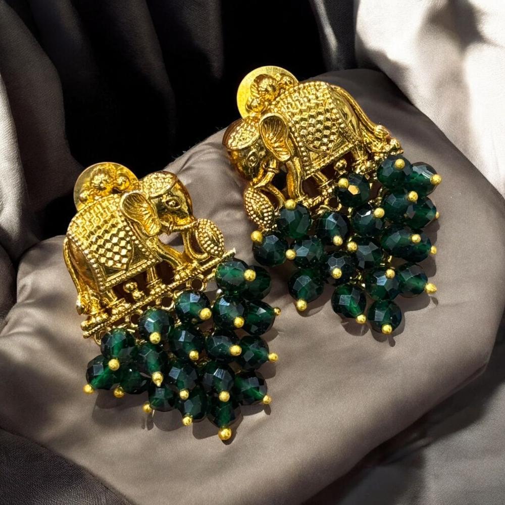 Sona Covering Boho Chic Style Elephant And Beads Dangler Earrings