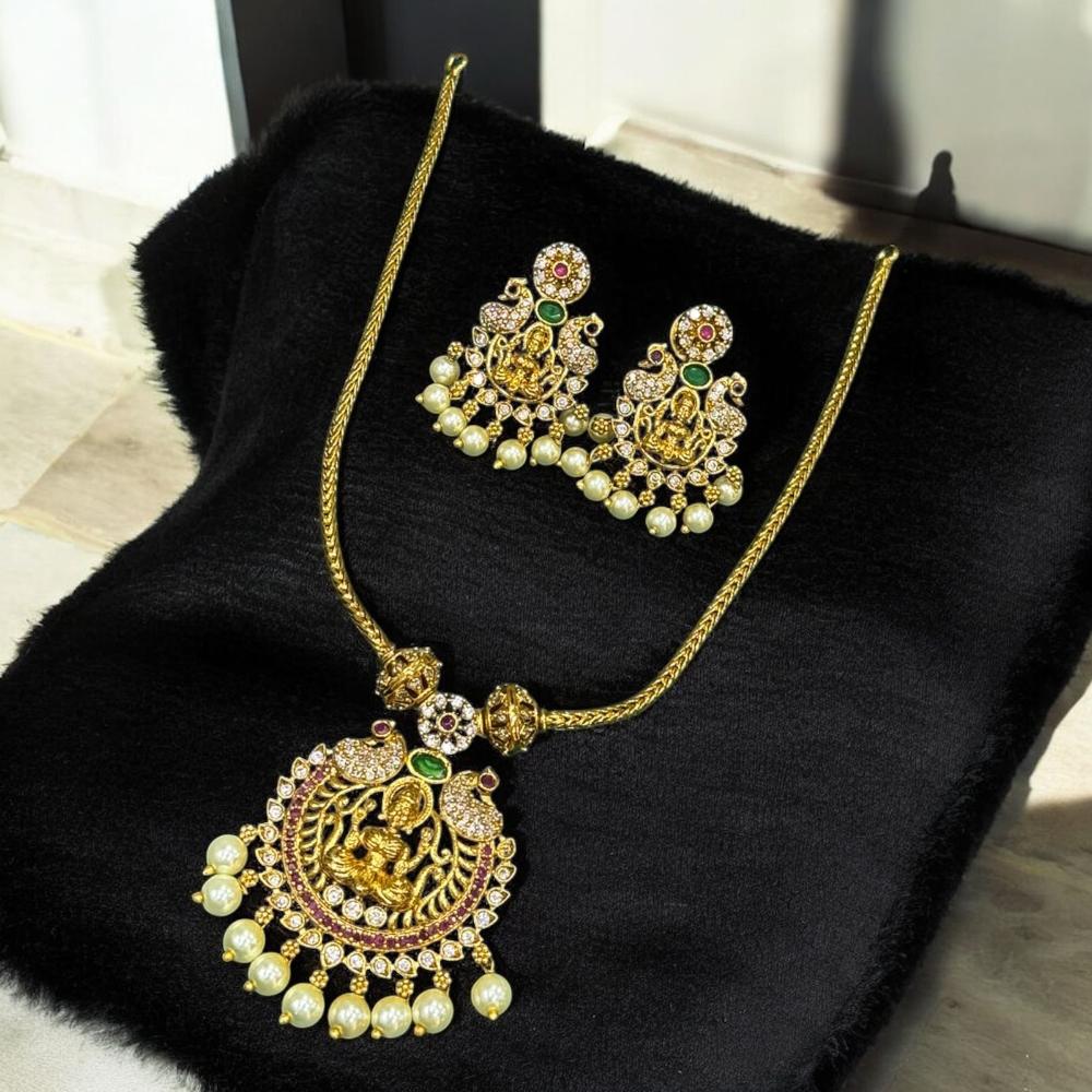 Sona Covering Gold Plated Austrian Stone And Pearl Temple Necklace