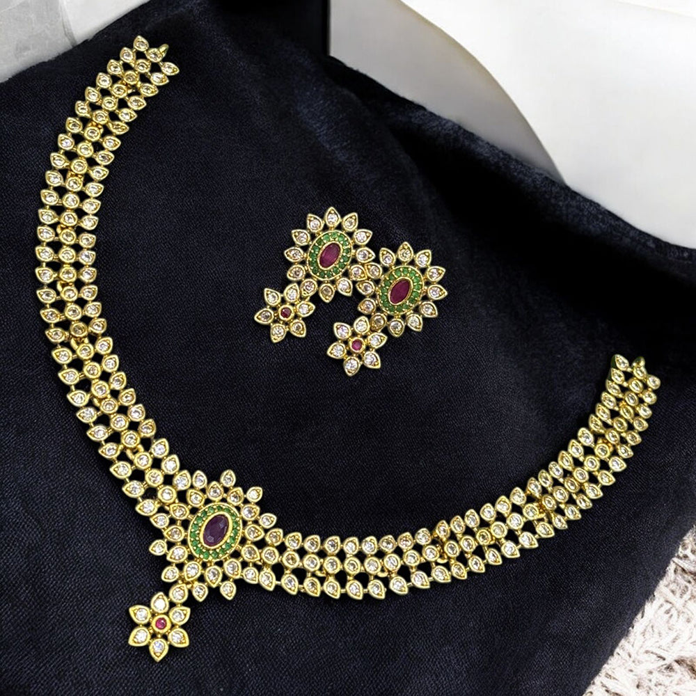 Sona Covering Design Floral Design with Austrian Stone Necklace set