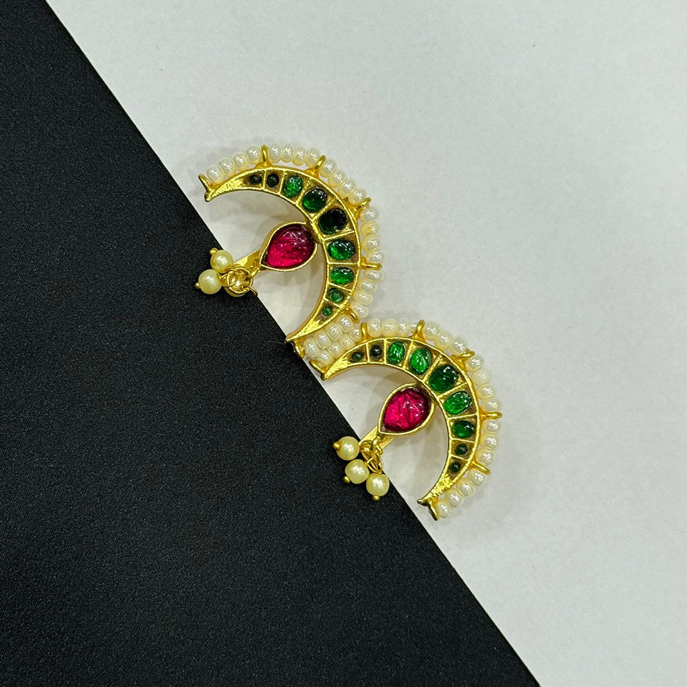 Sona Covering Gorgeous Pota Stone And Pearl Party Wear Studs