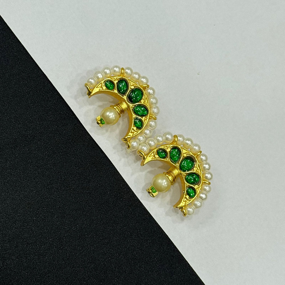 Sona Covering Gorgeous Pota Stone And Pearl Party Wear Studs