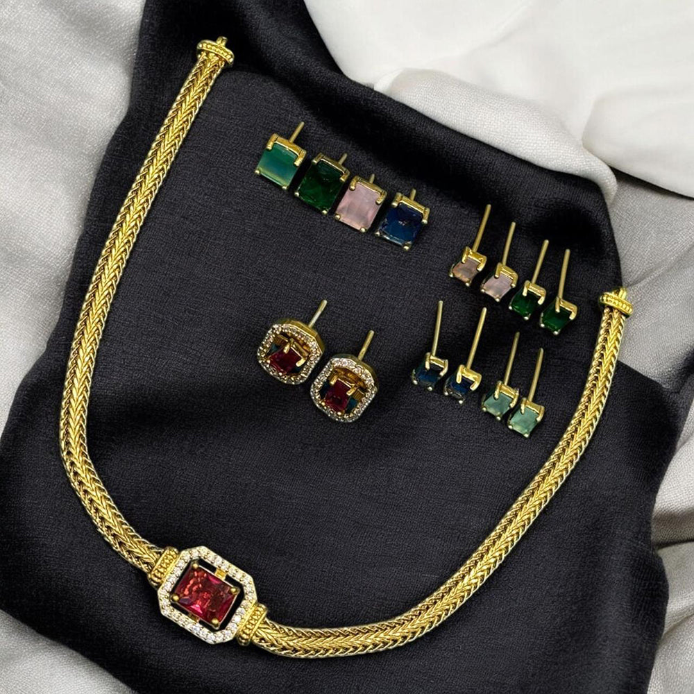 Sona Covering Vibrant Colorful Crystal Stone Necklace Set