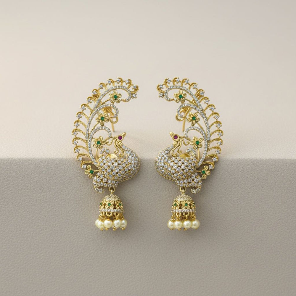 Sona Covering Designer Austrian Stone And Beads Jhumki Earrings