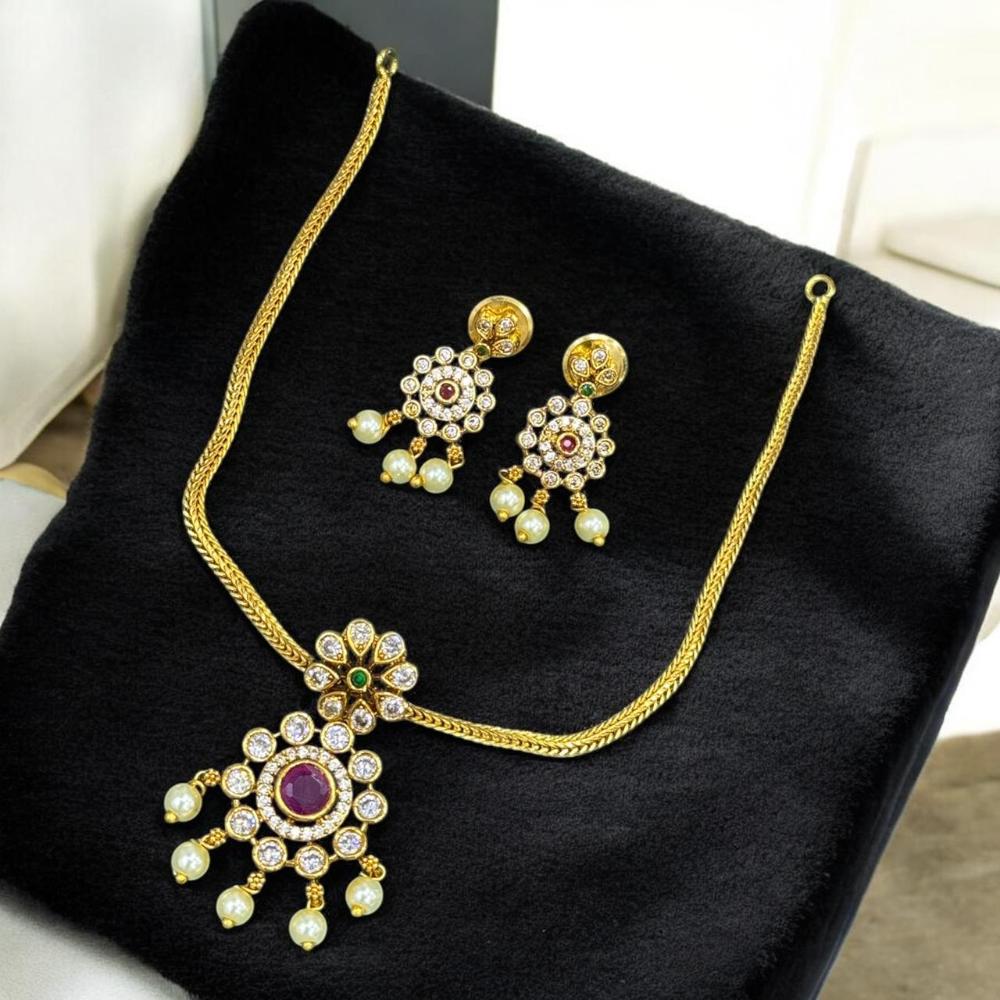 Sona Covering Glamorous Pota Stone And Austrian Stone Necklace Set