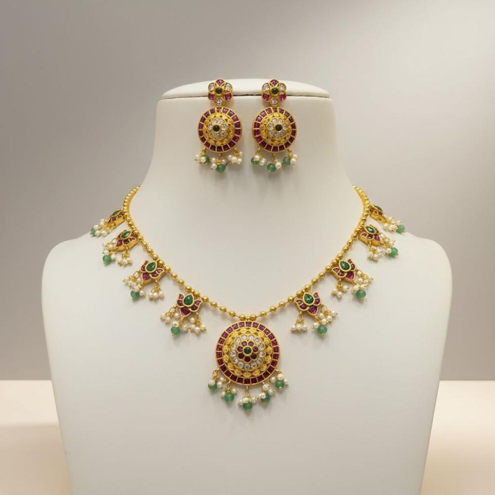 Sona Covering Glamorous Pota Stone And Austrian Stone Necklace Set