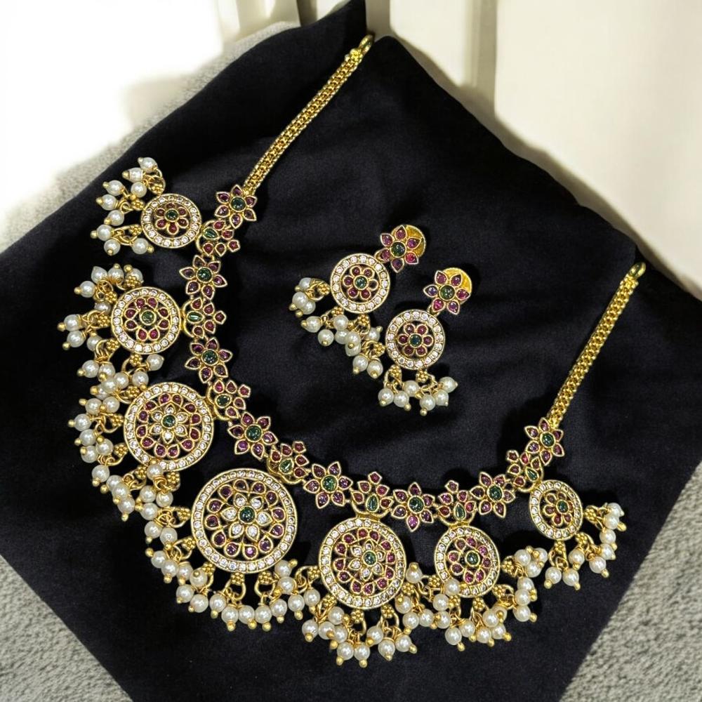 Sona Covering Glamorous Pota Stone And Austrian Stone Necklace Set