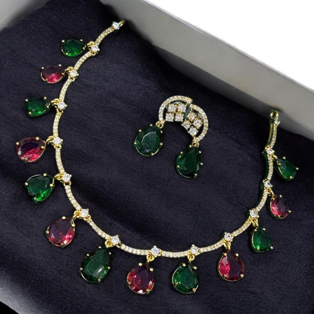 Sona Covering Glamorous Crystal Stone Necklace Set