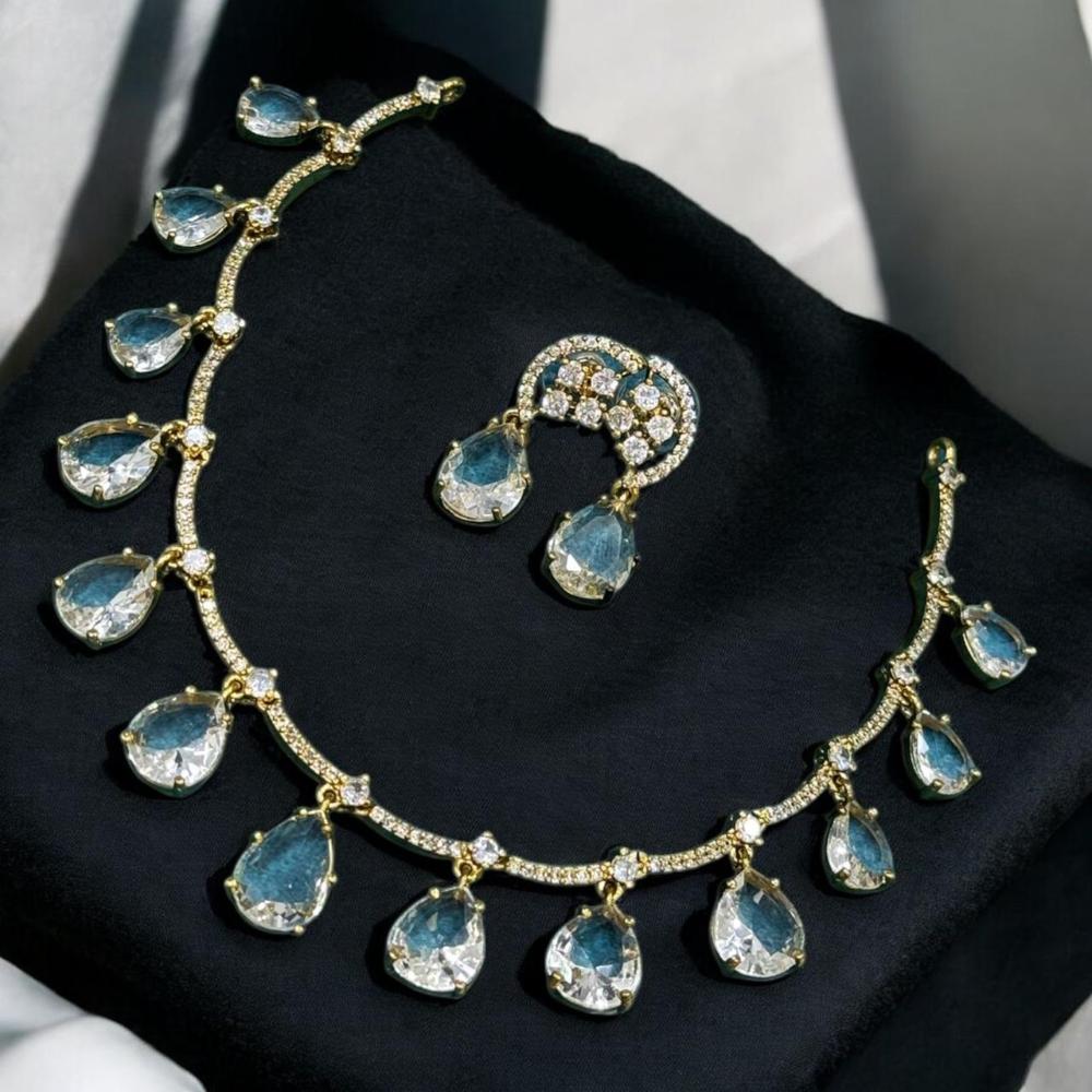 Sona Covering Glamorous Crystal Stone Necklace Set