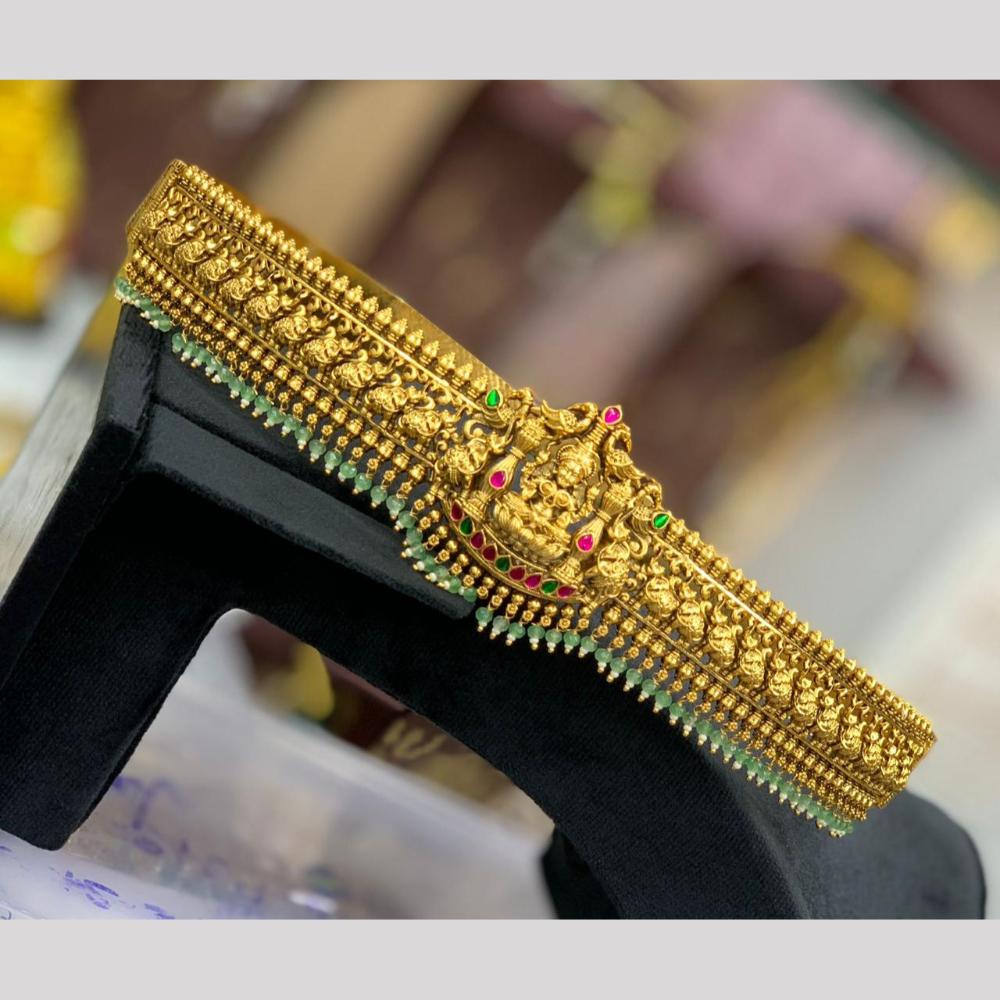 Sona Covering Classic Pota Stone And Pearl Temple Waist Chain Kamarbandh