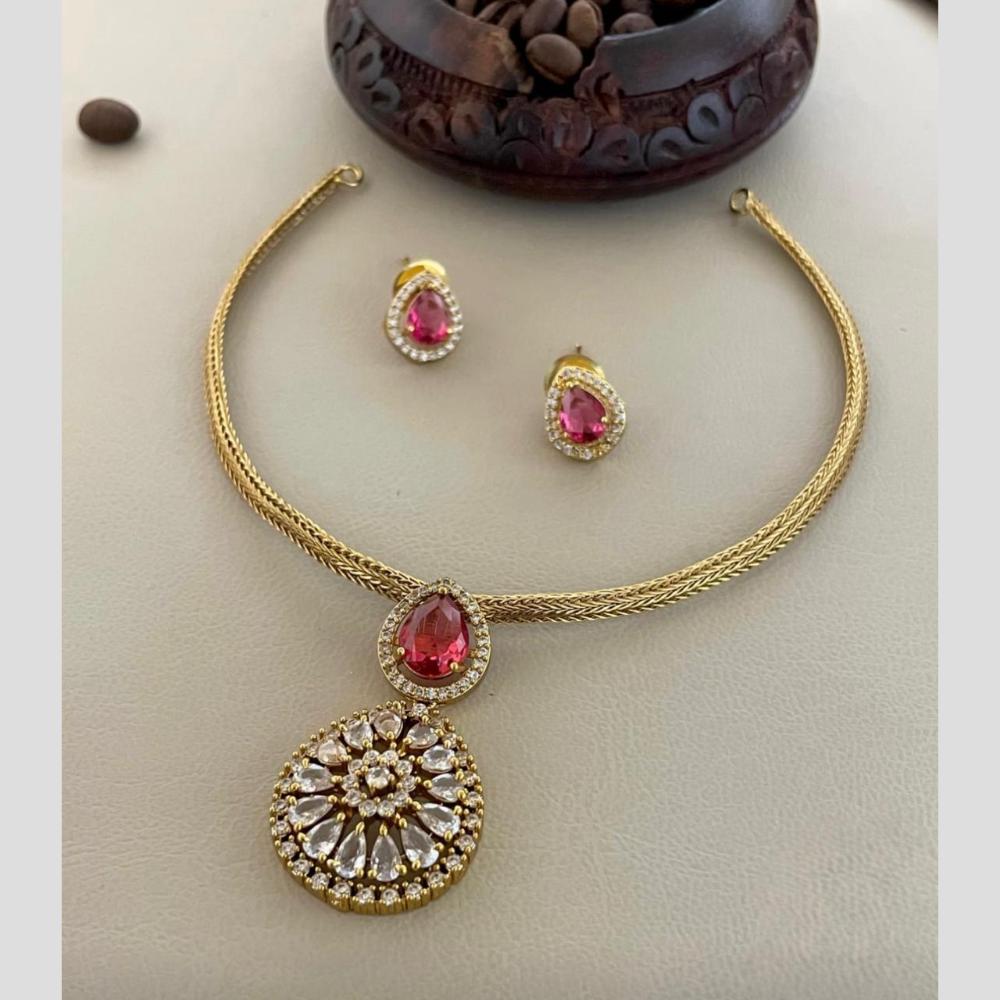 Sona Covering Glamorous Crystal Stone And Austrain Stone Necklace Set