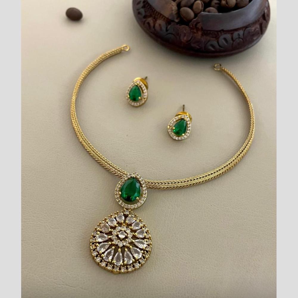 Sona Covering Glamorous Crystal Stone And Austrain Stone Necklace Set
