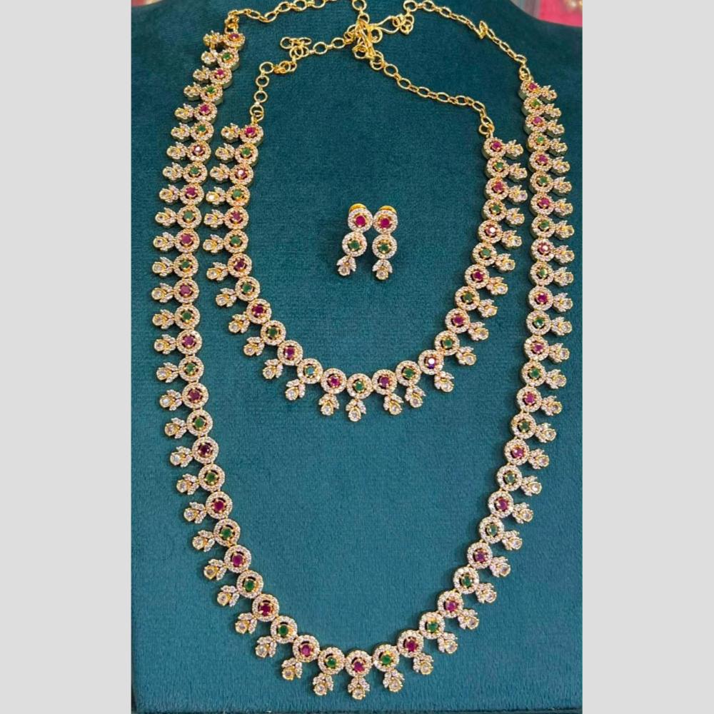Sona Covering Fancy Austrian Stone Double Necklace Set