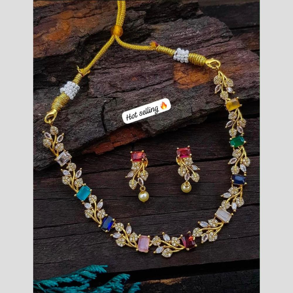 Sona Covering Glamorous Crystal Stone And Austrain Stone Necklace Set