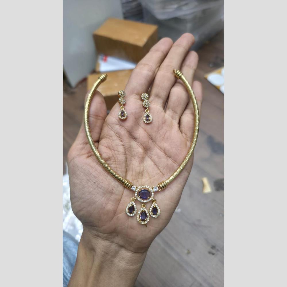 Sona Covering Glamorous Crystal Stone And Austrain Stone Necklace Set
