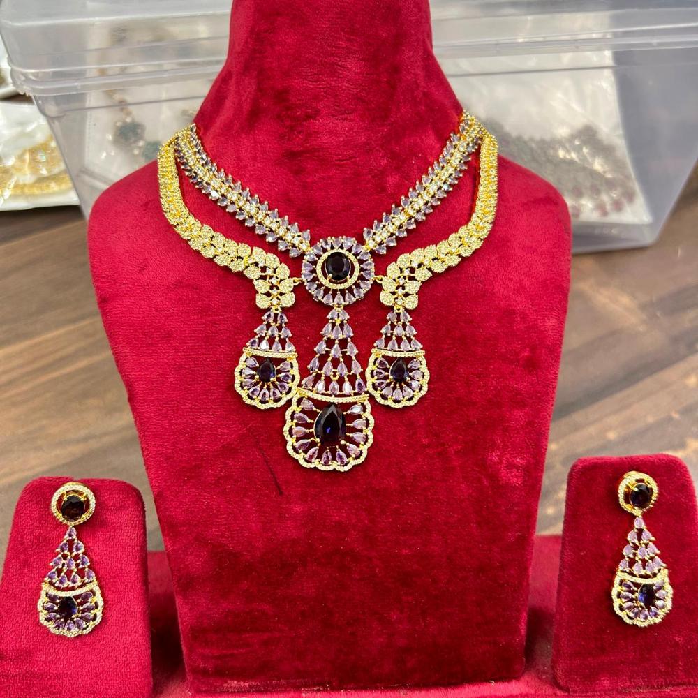 Sona Covering Designer American Daimond Necklace Set