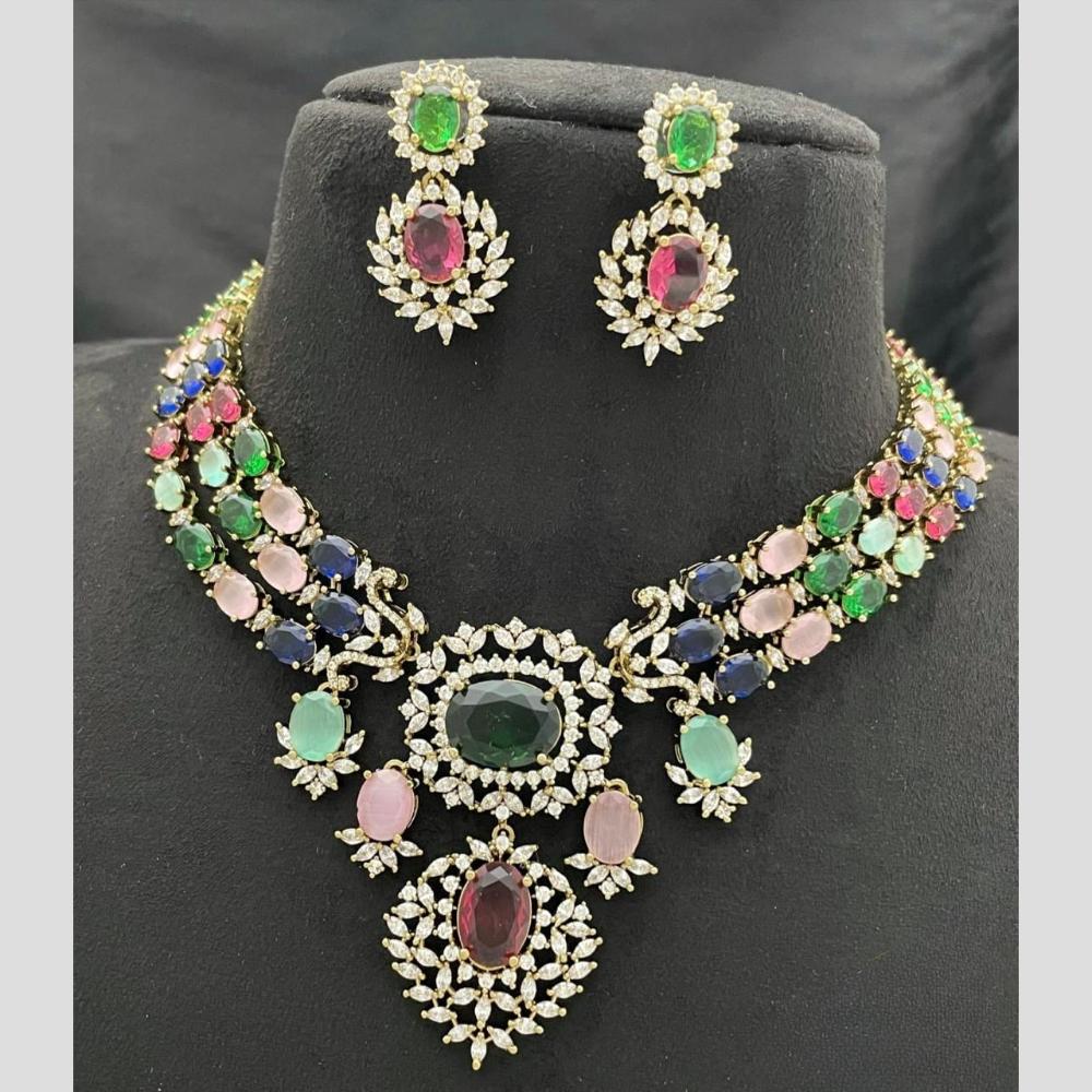 Sona Covering Designer American Daimond Necklace Set