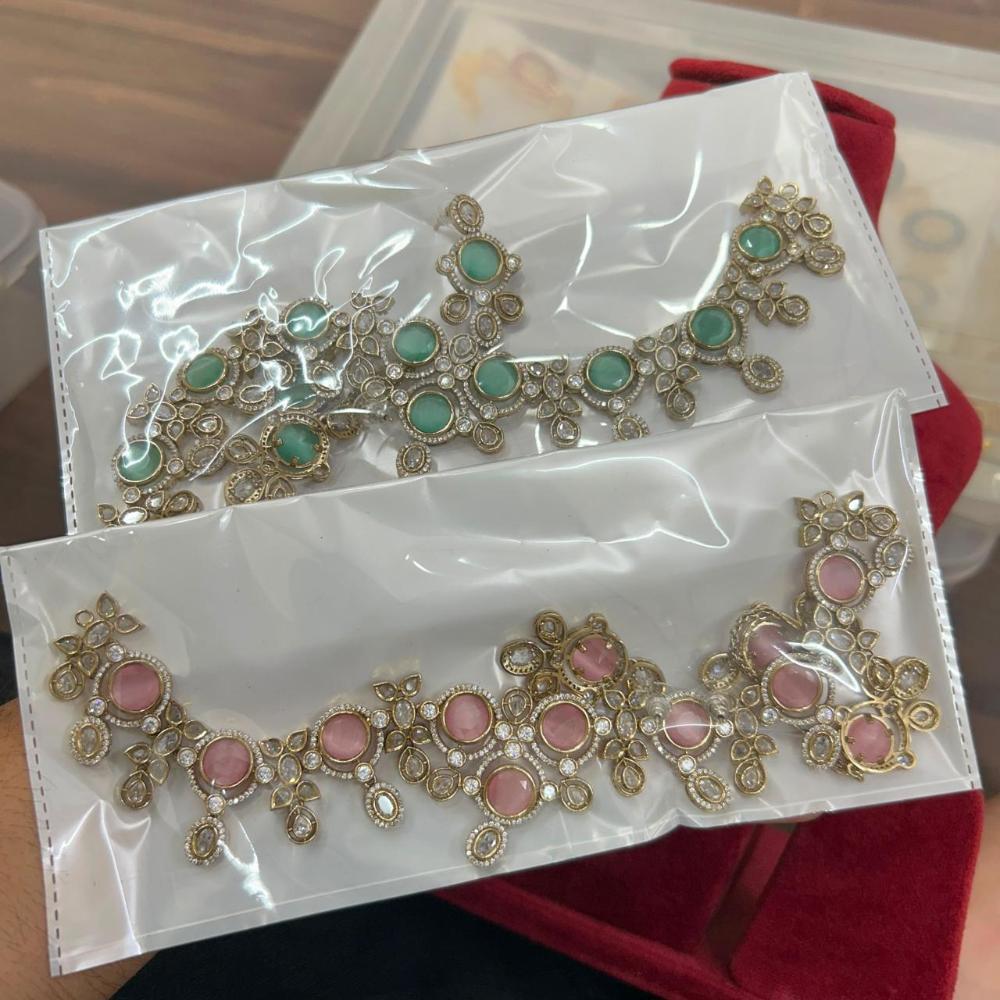 Sona Covering Exquisite Polki Kundan And Austrian Stone Designer Necklace Set