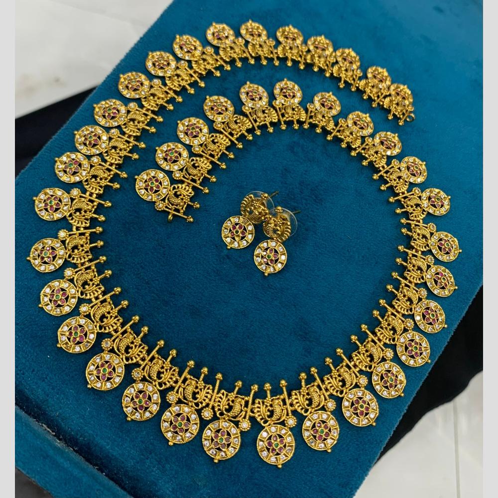 Sona Covering Elegant Pota Stone Designer Long Necklace Set