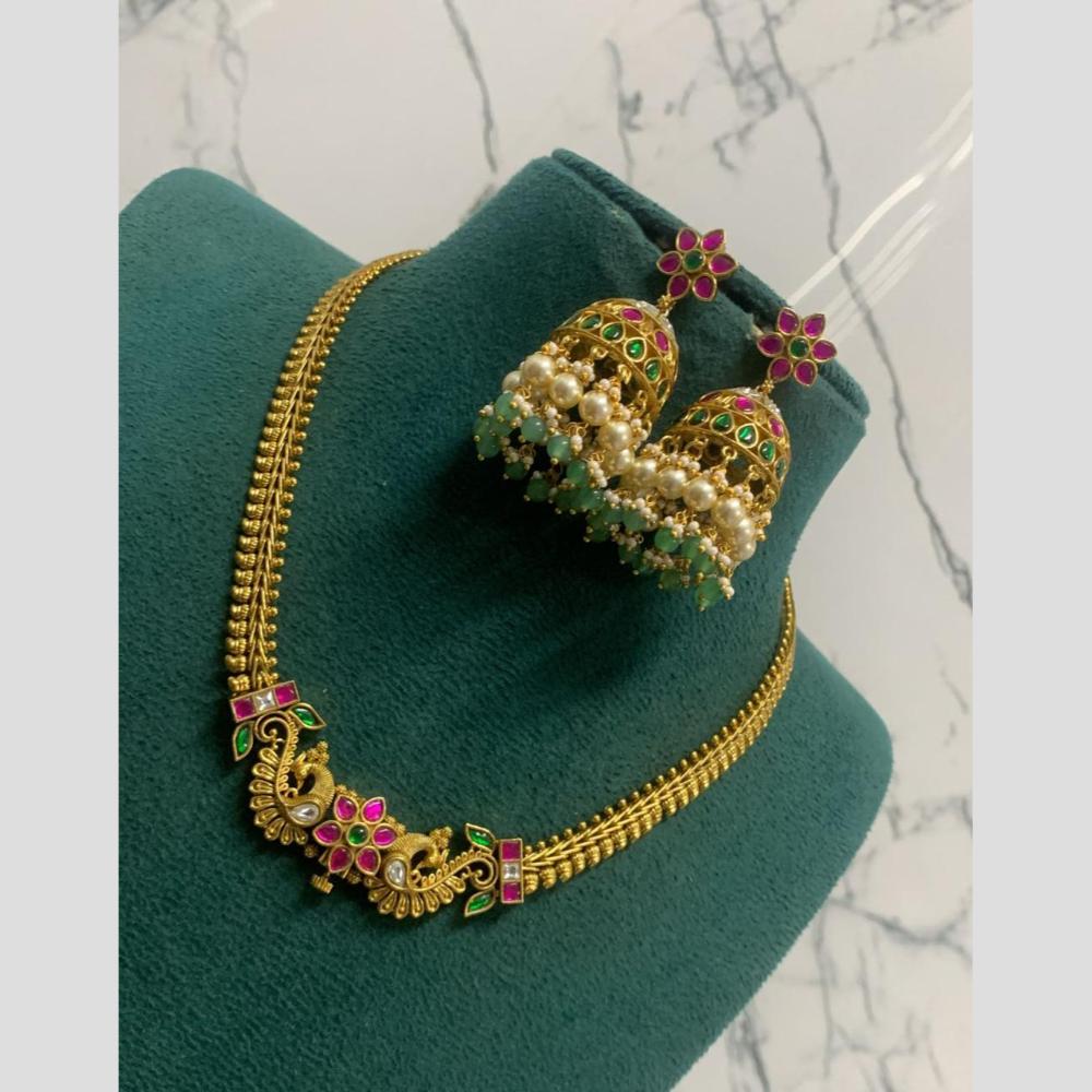 Sona Covering Glamorous Pota Stone Pearl And Beads Peacock Designe Necklace Set