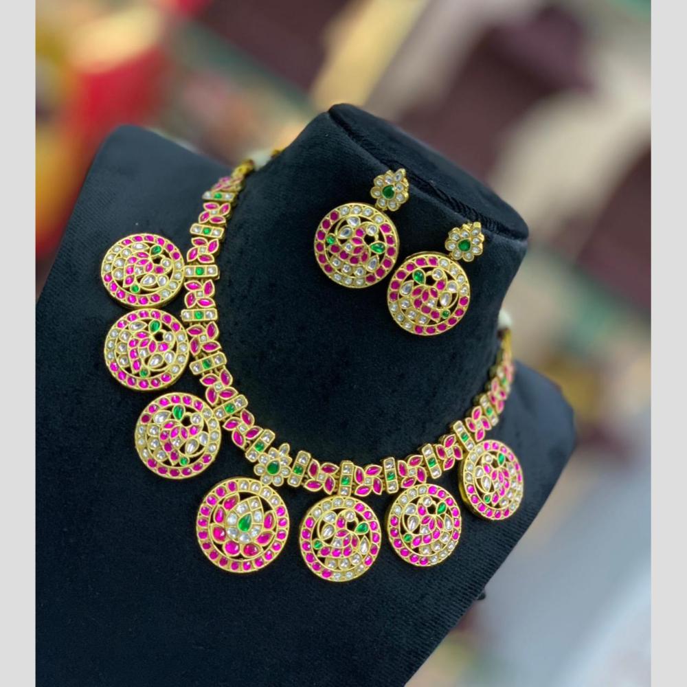 Sona Covering Glamorous Jadau Pota Stone Designer Necklace Set