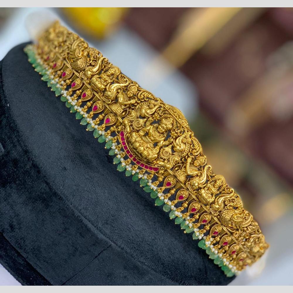 Sona Covering Traditional Jadau Pota Stone Pearl And Beads Temple Design Kamarbandh