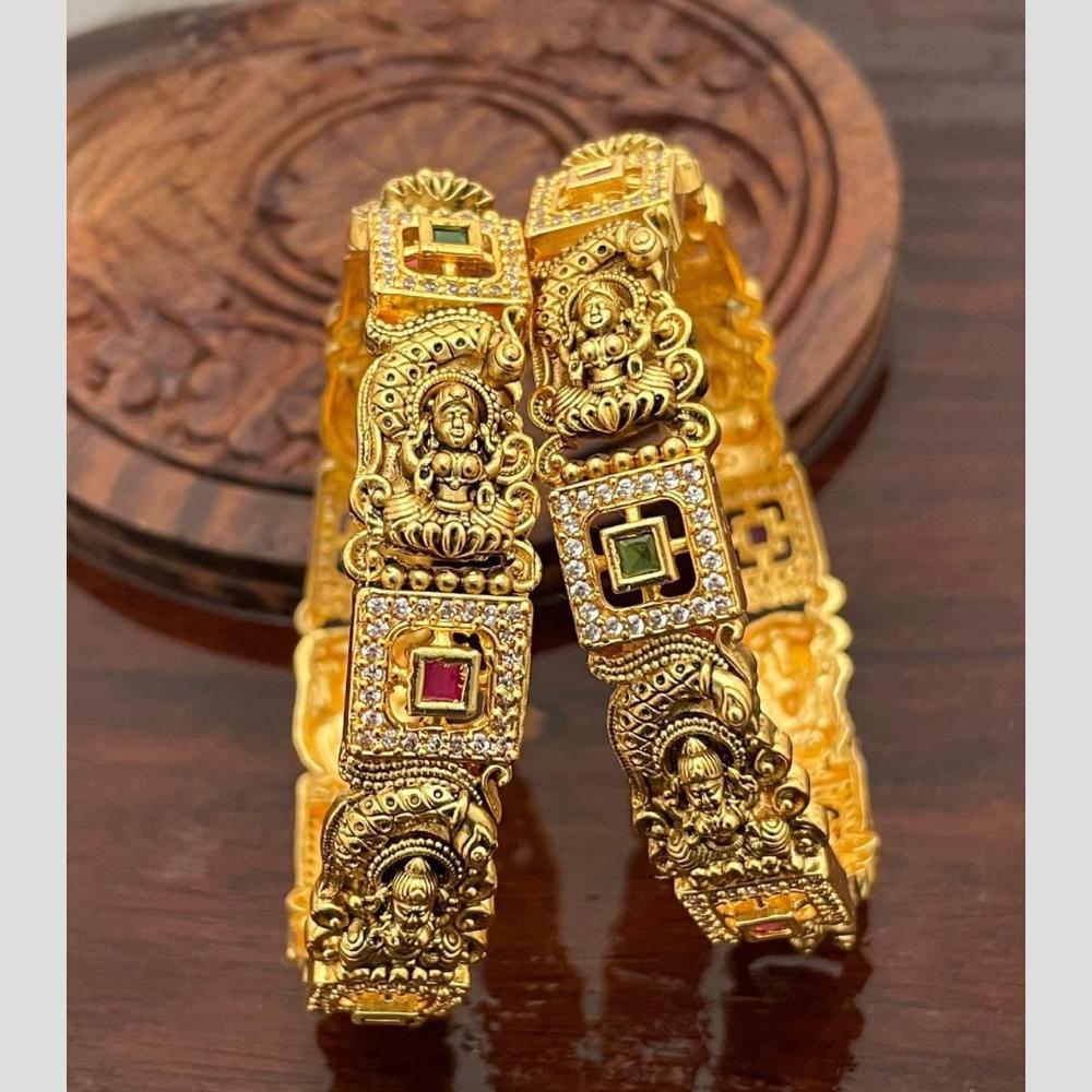 Sona Covering Ethnic Gold Plated Crystal Stone And Austrian Stone Bangles Set