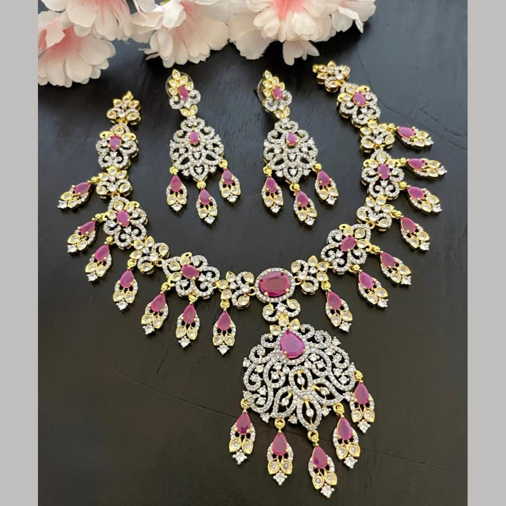 Sona Covering Glamorous Crystal Stone And Austrian Stone Necklace Set