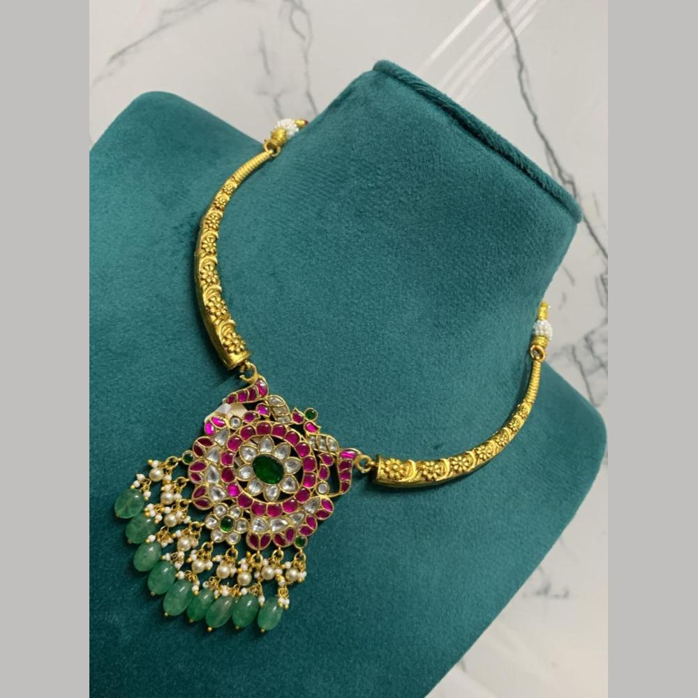 Sona Covering Elegant Pota Stone Beads And Pearl Necklace Set