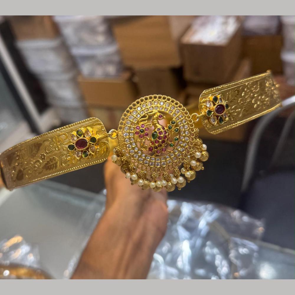 Sona Covering Traditional Pota Stone And Pearl Kamarbandh