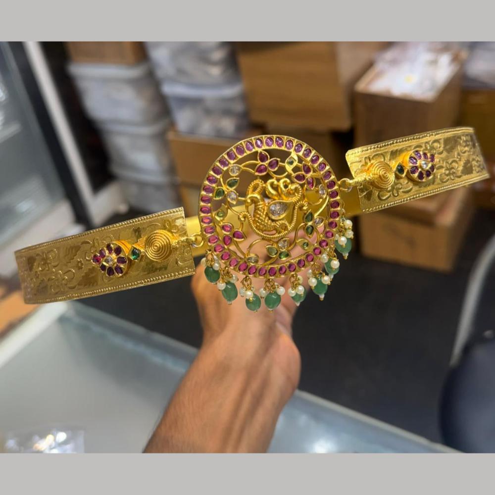 Sona Covering Traditional Pota Stone Beads And Pearl Kamarbandh