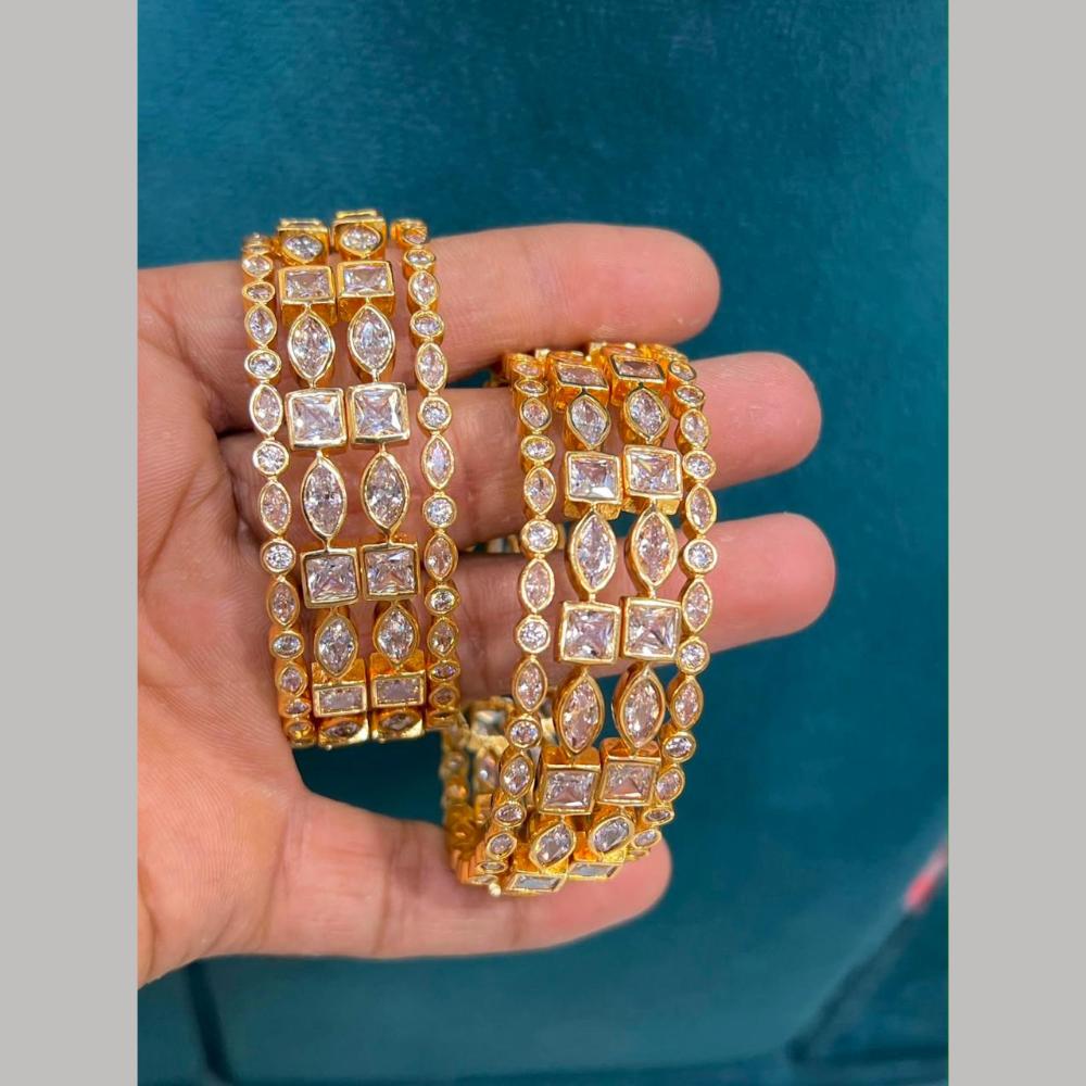 Sona Covering Gold Plated Pota Stone And Austrian Stone Bangles Set