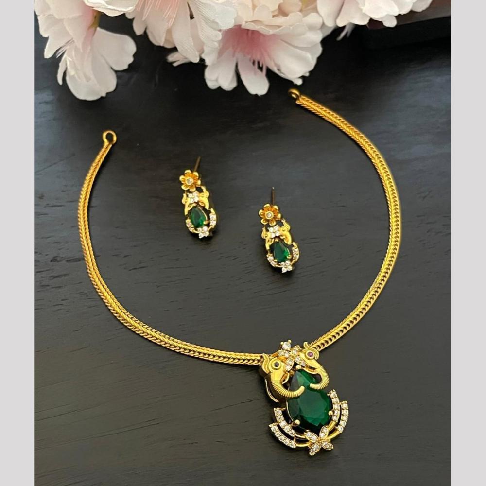 Sona Covering Glamorous Gold Plated Crystal Stone Necklace Set