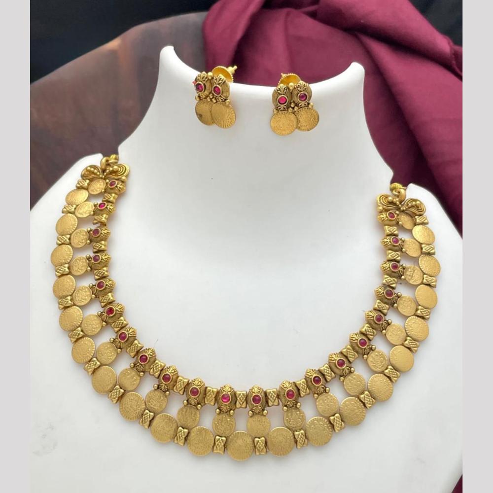Sona Covering Elegant Pota Stone Temple Necklace Set